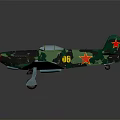 Detailed Military Airplane Model With Green Camouflage Red Nose And Red Stars On Wings