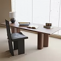 Middle-ancient Style Desk and Chair Combination Single Chair Desk Venetian Blinds 3d model