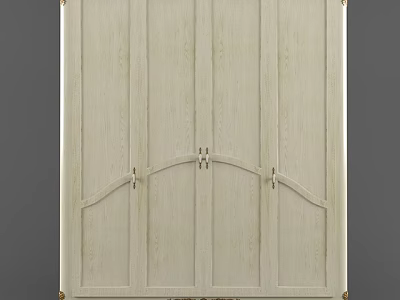 Classic White Wooden Wardrobe With Panel Doors And Metal Handles Design 3d model