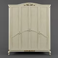Classic White Wooden Wardrobe With Panel Doors And Metal Handles Design