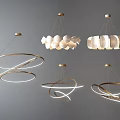 Modern Metal Chandeliers With Ring Spherical Cluster Curved Panel And Soft Illumination Designs