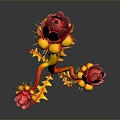 Artistic 3D Flower Model With Red Petals Yellow Stamens And Vibrant Stem