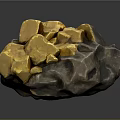 Raw Gold Ore with Shiny Gold Crystals Embedded in Natural Rock