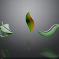 Modern Abstract Decorative Elements With Green Orange Gradient And Dark Background Reflection