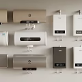 Wall Mounted Water Heaters Featuring Various Styles And Different Colors 3d model