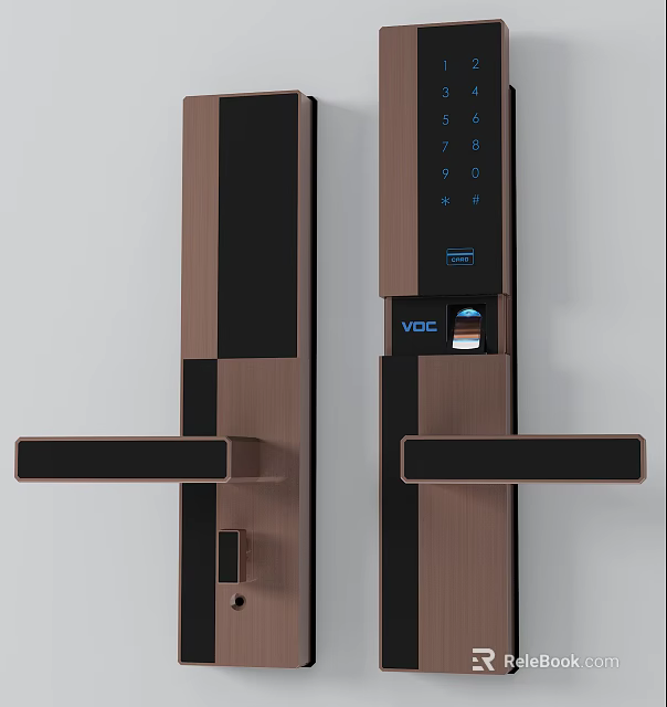 Smart Door Handle With Password Keypad Fingerprint Recognition And USB Charging Port 3d model 