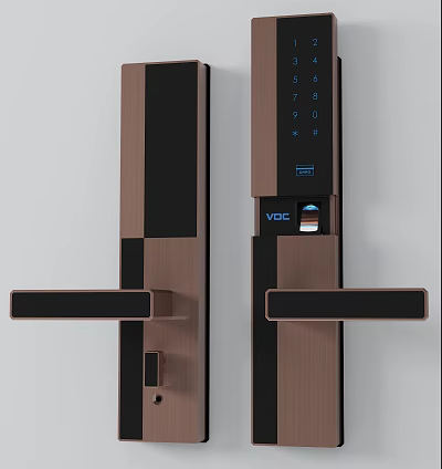 Smart Door Handle With Password Keypad Fingerprint Recognition And USB Charging Port 3d model