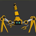 Mechanical Character Scorpion With Yellow Black Robotic Body Multiple Legs And Glowing Eyes