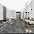 Modern Beauty Hair Salon Interior Design With Sofa Coffee Table Mirrors And Salon Chairs
