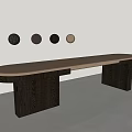 Modern Black And Beige Bench With Minimalist Design And Circular Wall Decor 3d model