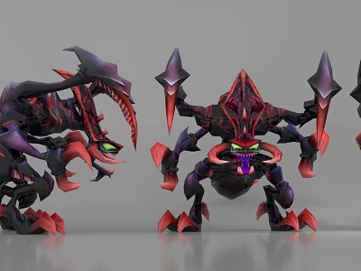 Game Movie Characters Purple Red Monster With Sharp Claws Horns Fierce Look 3d model