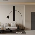 Modern Living Dining Room Interior With TV Wall Sofa And Dining Table Set