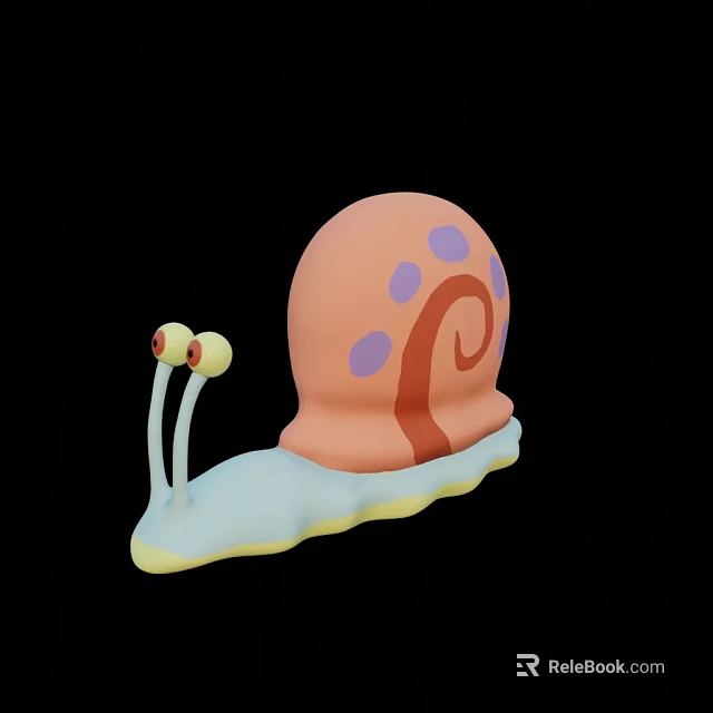 Cute Cartoon Snail Toy With Pink Shell Purple Spots Red Spiral And Light Blue Body 3d model 
