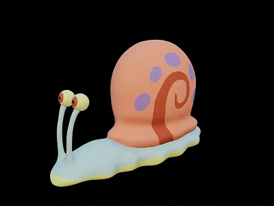 Cute Cartoon Snail Toy With Pink Shell Purple Spots Red Spiral And Light Blue Body 3d model