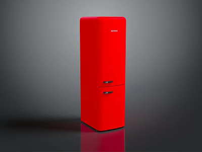 Sleek Red Upright Refrigerator Freezer With Modern Design And Smooth Surface Finish 3d model