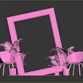Stylish Pink Event Entrance Frame With Pink Chairs And Decorative Plants 3d model