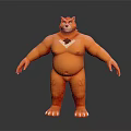 Orange Anthropomorphic Bear Tiger Game Movie Character With Muscular Build And White Chest Marking