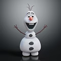 Cheerful Olaf Snowman Character With Carrot Nose Stick Arms And Stone Buttons