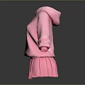 Soft Pink Hooded Sweatshirt With Unicorn Print And Matching Pleated Skirt