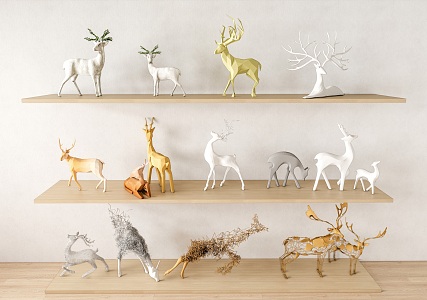 Lucheng City Sculpture Sketch Wall Decoration Pendant Combination Elk Sculpture Decoration Combination Elk Silhouette Pattern Pendant Wall Decoration Play 3d model