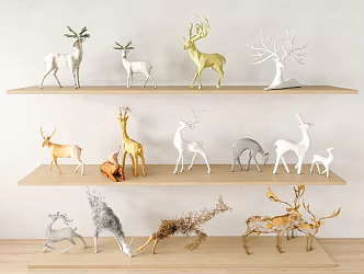 Lucheng City Sculpture Sketch Wall Decoration Pendant Combination Elk Sculpture Decoration Combination Elk Silhouette Pattern Pendant Wall Decoration Play 3d model
