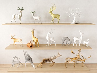 Lucheng City Sculpture Sketch Wall Decoration Pendant Combination Elk Sculpture Decoration Combination Elk Silhouette Pattern Pendant Wall Decoration Play 3d model