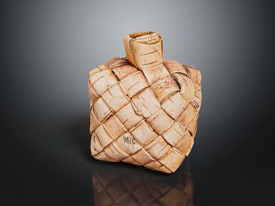 Woven Square Household Decorative Storage Basket Featuring Textured Weave And Top Handle 3d model