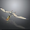 Detailed Pterosaur Creature Model With Blue White Wings And Flame Tail Design