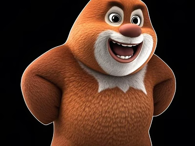 Cheerful Brown Cartoon Bear Standing With Hands On Hips And Smiling Expression 3d model