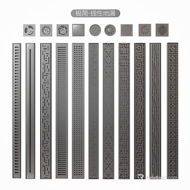 Variety Of Decorative Strip Patterns And Textures 3d model 