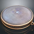 Circular Metal Mesh Sieve With Decorative Border Central Dot And Ring Handle 3d model
