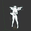Blonde Woman In Red Costume With Red Bat Wings Fantasy Character Design