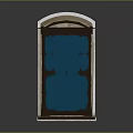 Stylish Furniture With Blue Panel Dark Frame And Arched Top Design
