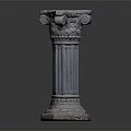 Architectural Classical Stone Columns With Intricate Carvings And Decorative Capitals