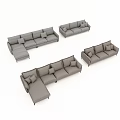 Modern Gray Sofa Set With L Shaped Three Seater And Two Seater Cushions 3d model