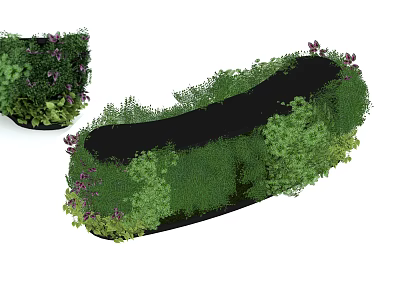 Decorative Living Plant Wall Design With Various Green Plants And Purple Flowers 3d model