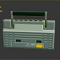 Vintage Computer Device With Green And White Block Design Top Handle Buttons And Yellow Detail