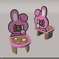 Adorable Cartoon Rabbit Design Kids Chair with Pink Brown and Smiley Face for Toddlers Playroom
