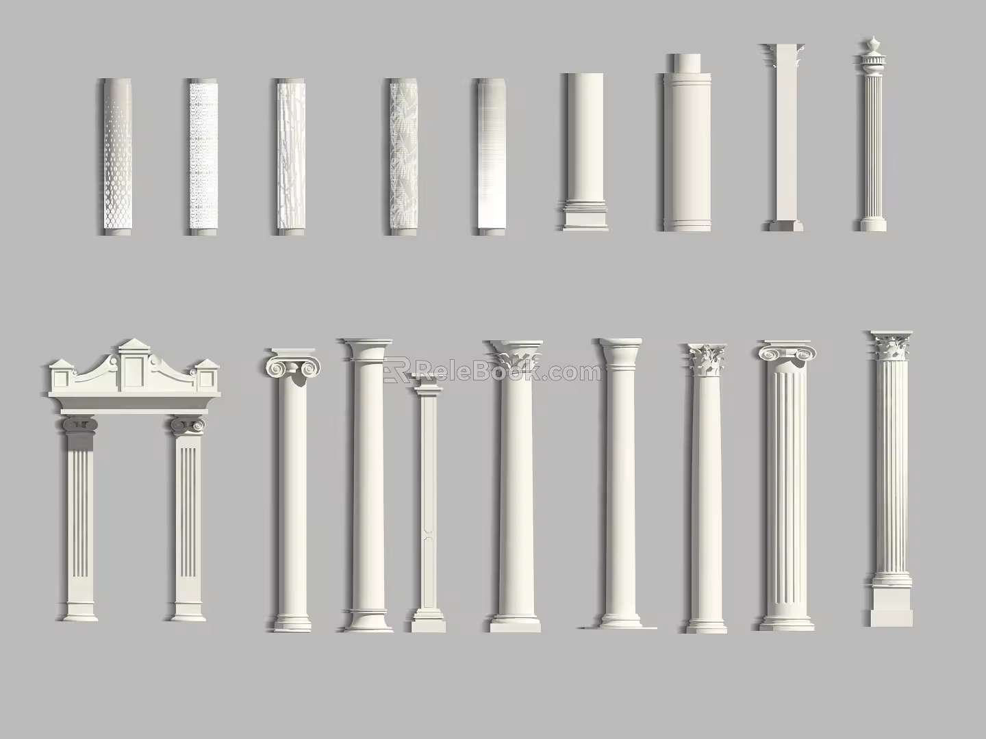 Jane European Roman Column Perforated Panel Luminous Column Decorative Column 3d model