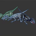 Realistic Dinosaur Creatures With Three Different Species In Colorful Dynamic Poses