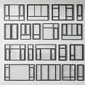 Various Window Designs With Framed Glass Panels And Multiple Configurations 3d model