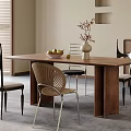 Middle style dining table and chair combination 3d model