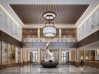 New Chinese Hall Oriental Lobby 3d model