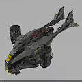Advanced Gray Spacecraft With Yellow Details Wings And Engines For Futuristic Cosmic Exploration