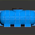 Blue Cylindrical Water Tank With Black Lid And Support Legs Structure