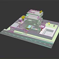 Cartoon Scene Featuring Multi Level Building Model Street And Room Layout Details