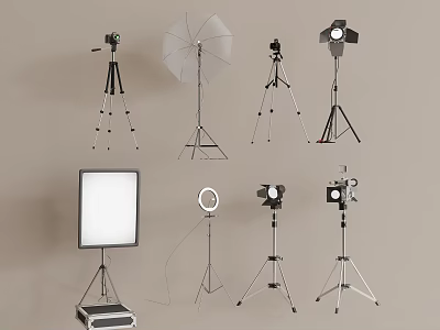 Professional Photography Lighting Equipment With Tripod Stands Umbrella Softbox And Ring Light 3d model