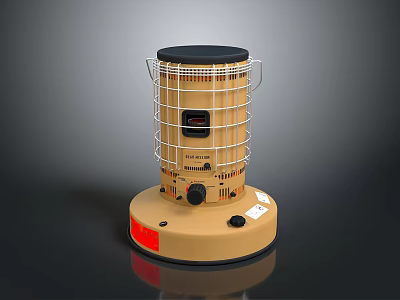 Portable Electric Heater With Metal Mesh Cover For Home Use Black Top Beige Base Controls 3d model