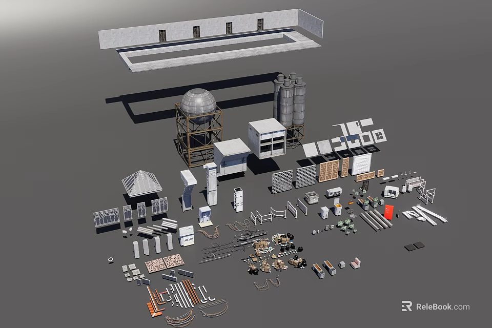 Diverse Architectural Building Models Featuring Towers Houses Walls And Components 3d model 
