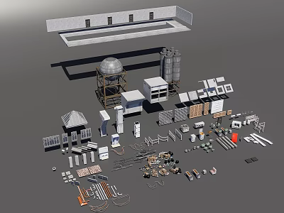 Diverse Architectural Building Models Featuring Towers Houses Walls And Components 3d model